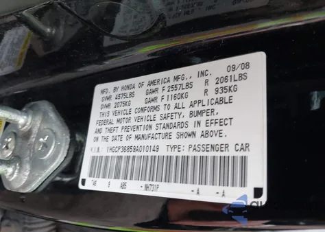 2009 Honda Accord Sdn 3.5 Ex-L/Ex-L from USA, damaged, VIN 1HGCP36859A010149